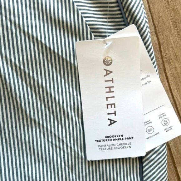 NWT Athleta Brooklyn Textured Ankle Pant - Zip Pocket - Size 8 - Grey & Cream - Picture 4 of 5